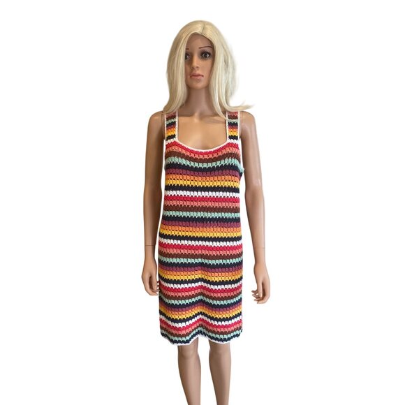 NWT Marine Layer Fiona Crochet Dress Multi Stripe L Hard to Find MSRP$228 - Picture 3 of 17